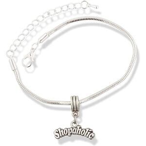 Shopoholic Text Shopping Addiction Charm Bracelet